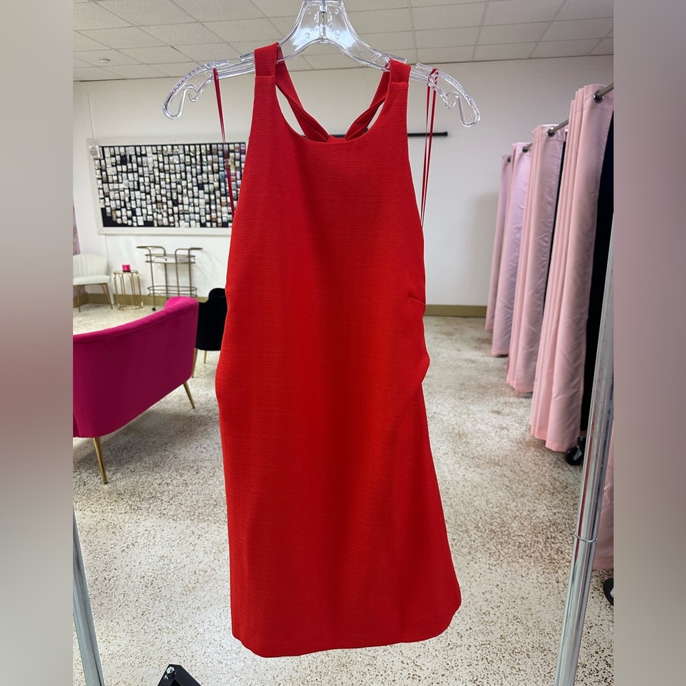 Glam Red Halter Sheath Dress for Cocktail
